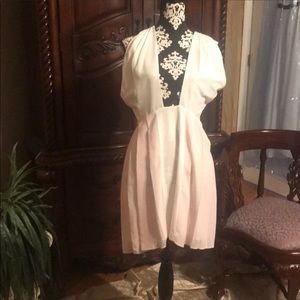 BCBG White & pink Pleated midi dress